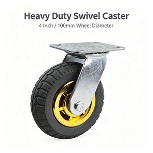 Stainless Steel Iron <b>Rubber</b> Polyurethane 4 Inch Nylon Swivel Caster Wheel Dual Lock Brake Water Resistant Heavy Duty Food Grade - Product Image 1