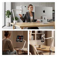 Support de table à double bras, support réglable multi-angles pour téléphone portable et tablette