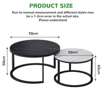 Table basse gigogne pour balcon avec tiroir dissimulé, base en métal annulaire, résistante à la chaleur, pour servir le thé