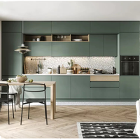 Îlot de cuisine commercial en kit, design moderne, construction en contreplaqué, finition laquée, avec évier et crédence