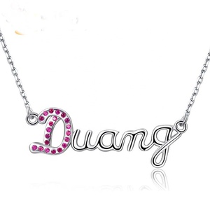 Personalized Custom Personalised 18k Gold Plated 925 Sterling <strong>Silver</strong> Any English Letter Name <strong>Initial</strong> Diamond Plate <strong>Necklace</strong> - Product Image 1