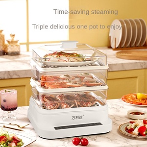 Cuisinière à <span class=keywords><strong>vapeur</strong></span> électrique multifonctionnelle pour légumes, 3 étages, 32L, 800W, contrôle numérique, chauffe-dim sum, chauffe-dumplings, chauffe-pains - Product Image 5
