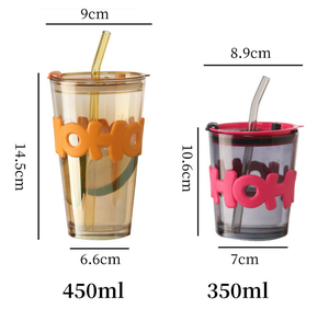 Gobelet à eau et à café <span class=keywords><strong>en</strong></span> <span class=keywords><strong>verre</strong></span> de grande capacité, au design élégant, avec couvercle <span class=keywords><strong>en</strong></span> plastique et <span class=keywords><strong>paille</strong></span> intégrée, idéal pour l'été - Product Image 5