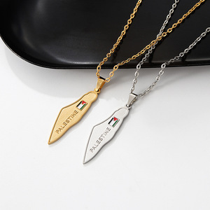 Toptan gümüş paslanmaz çelik Metal alaşım emaye filistin harita kolye kolye altın kaplama özgürlük yumruk sahip inci ana - Product Image 5