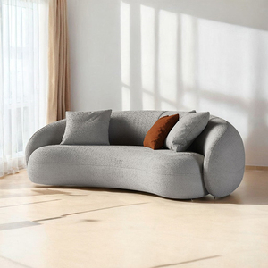 Conjunto de sofá Seccional de terciopelo de peluche moderno italiano Diseño minimalista simple Dormitorio grande Sala de estar Sofá De Luna - Product Image 5