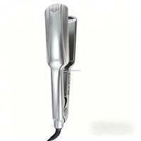 Professional 2-in-1 Ceramic Hair Straightener and Rollers Negative Ion Fast Heating Flat Iron for Household or Hotel Use