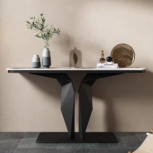 Table console en <span class=keywords><strong>pierre</strong></span> frittée de luxe italienne, table d'appoint étroite pour couloir d'entrée, table d'appoint murale fine, noyer noir - Product Image 5
