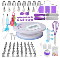 Kit de décoration de gâteaux de 137 pièces avec plateau tournant, embouts de pâtisserie en acier inoxydable, poches à douille réutilisables, grattoirs et ensemble d'outils de pâtisserie