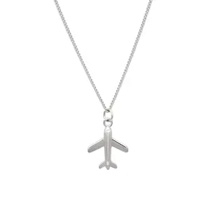 Chris April minimalist In stock 925 sterling silver gold plated airplane pendant necklace