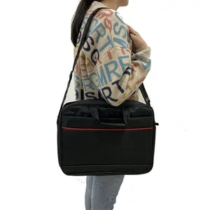 2024 Custom Multifunction Polyester Office College Front Pocket Laptop Bag Black Laptop Tote Bag for Women Teacher