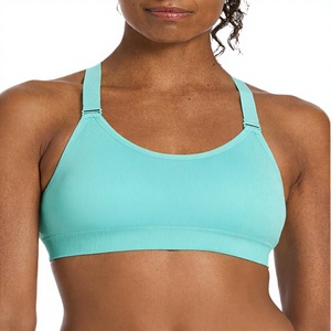 Women's Breathable Super Stretchy Comfort Compression Elastic Soft Quick Dry <b>Halter</b> <b>Neck</b> Yoga <b>Bra</b> Crop Top Ribbed Plus Adults - Product Image 3