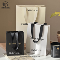 Sacs en papier personnalisés avec logo, durables, noirs, faits à la main, de luxe, écologiques, pour bijoux et lunettes, avec poignées en ruban