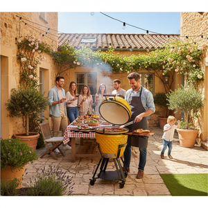 Auplex เตาย่างบาร์บีคิวเซรามิกสีเหลืองขนาด21นิ้วเตาย่างบาร์บีคิวกลางแจ้ง - Product Image 2