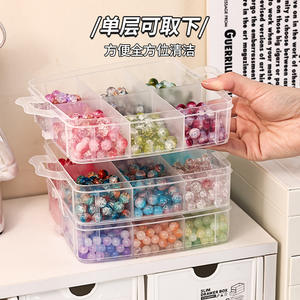 Clear Stackable Bead <b>Storage</b> <b>Box</b> <b>With</b> <b>Lid</b> 18 30 Grids Desktop Organizer For Loose Beads Jewelry Accessories - Product Image 1