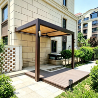 Pergola bioclimatique moderne en aluminium à fixation murale avec toit à lames orientables, Gazebo Fpergola Motorizzata