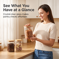 Organisateur de récipient de stockage de pâtes alimentaires en verre transparent avec couvercle pour l'organisation de la cuisine sans Bpa