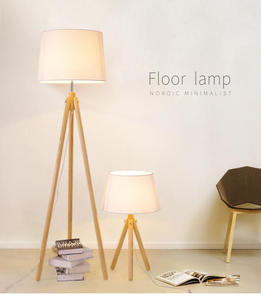 Lampe sur pied JYLIGHTING en bois et tissu, style bohème, certifiée UL, éclairage minimaliste pour villa, salon, intérieur rustique - Product Image 1