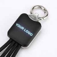 Cadeau promotionnel 3 en 1 Câble de charge avec logo lumineux Mini porte-clés universel Câble USB
