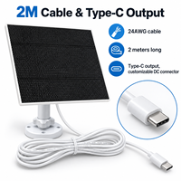Caméra de sécurité alimentée par énergie solaire, panneau ETFE 5W 5V avec interface Type-C, câble de 2 m et support de montage multi-angle