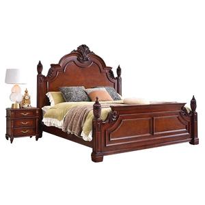 Esplendor real: cama de madera maciza con cabecero adornado en forma de arco, tallas exquisitas y columnas romanas para dormitorios lujosos - Product Image 3