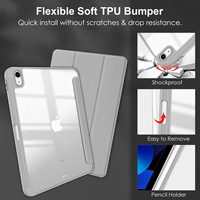 Étui pour tablette en cuir avec support pliable en acrylique pour iPad 10.2 / 10e, 11e, 12e génération / iPad Air 6, 7, 8, 2026, 11 pouces