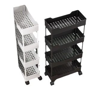 Narrow <b>Storage</b> Rack Multi Tier Kitchen Organizer With Wheels For Refrigerator Side Bathroom <b>Shower</b> Room - Product Image 5