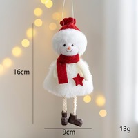 Poupée bonhomme de neige super douce INS, pendentif fait main en coton, ornements traditionnels pour sapin de Noël, 9x16cm, technique lavée, anti-stress