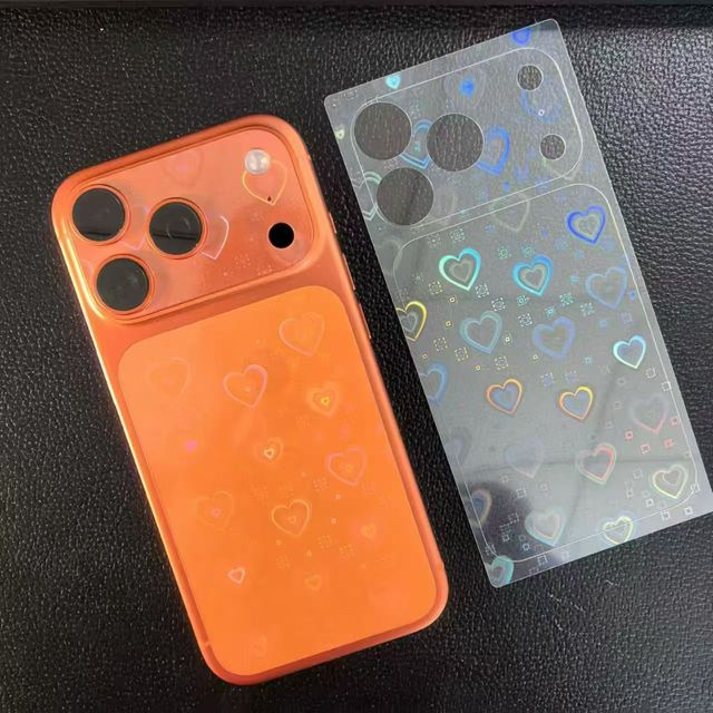 Wholesale Custom Logo Iridescent Glitter Clear Cover PET Material Back Screen Protector for iPhone 17 Pro Anti-Shock Lens Film