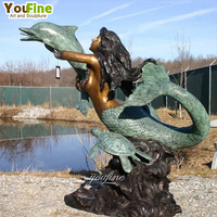 YOUFINE Statue de sirène couchée en bronze grandeur nature pour jardin extérieur ou océan