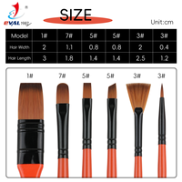 Ensemble de 6 pinceaux professionnels à haute absorption avec manche en bois de bouleau orange pour la peinture à l'huile, à l'acrylique et à l'aquarelle