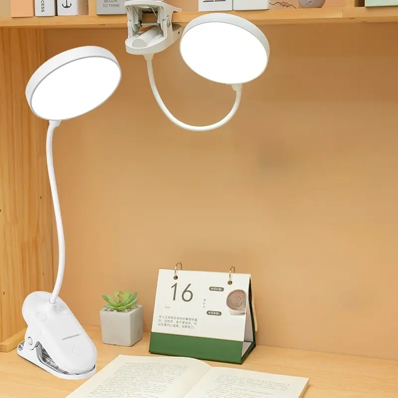 Lampu meja Led, lampu meja modern isi ulang dengan penjepit
