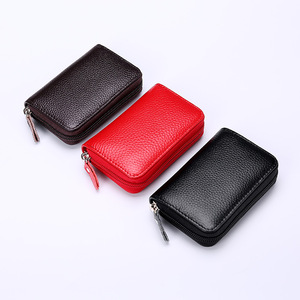 Portefeuille porte-cartes accordéon anti-RFID en cuir pleine fleur véritable avec fermeture éclair et plusieurs fentes, personnalisable OEM/ODM avec logo - Product Image 2