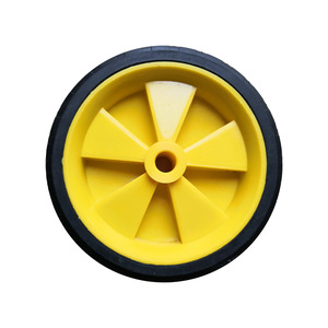 Solid Rubber Wheels 6 Inch Yellow Heavy Duty Caster Wheels <b>For</b> <b>Tool</b> <b>Carts</b> Handcart Parts - Product Image 4