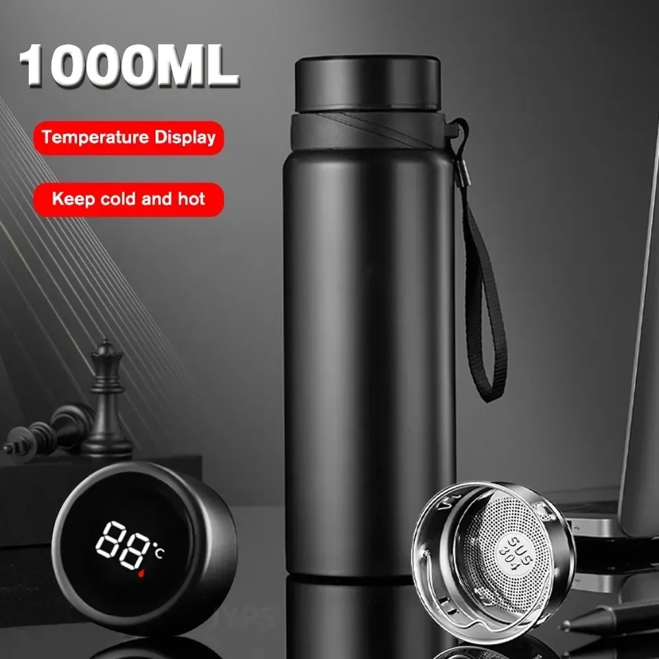 1000ML akıllı termos şişe soğuk ve sıcak şişe sıcaklık göstergesi tutmak için akıllı termos su çay kahve vakum şişeler