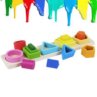 Juguetes Montessori para niños, rompecabezas de madera con forma de color, geometría, clasificación cognitiva, desarrollo de educación temprana