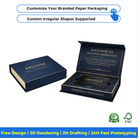 Caja de Embalaje Personalizada Biodegradable y Reutilizable de Cartón Rígido para Tarjetas de Crédito con Diseño de Grabado e Impresión UV en Lámina Dorada