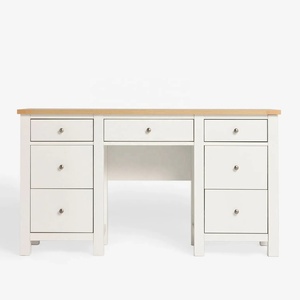 Table de maquillage de style minimaliste personnalisée, en bois massif peint en <span class=keywords><strong>blanc</strong></span>, placage de chêne, design <span class=keywords><strong>plat</strong></span>, console à 7 tiroirs, coiffeuse - Product Image 3