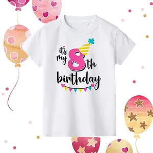 T-shirt in maglia a maniche corte per bambini unisex con stampa It's My 1-9 Birthday, regalo per la festa di compleanno - Product Image 3