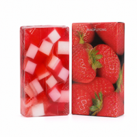 Savon artisanal à la fraise en gros, visage et corps, huile essentielle de fruits, éclat lumineux, soin doux, tous types de peau, OEM 200g