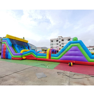 Structure gonflable d'extérieur pour enfants avec toboggan et parcours d'obstacles gonflable pour adultes - Product Image 4