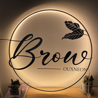 Enseigne LED de Salon en Acrylique Haute Qualité, Panneau Mural Lumineux Personnalisé, Lettres de Logo 3D Personnalisées, Plaque Circulaire, Enseigne Commerciale