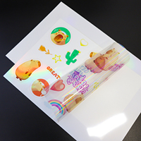 8,5x11 A4 brillante PET transparente Arco Iris holografía vinilo adhesivo papel impermeable PE acrílico adhesivo para impresora de inyección de tinta