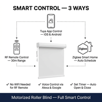 Stores à enroulement motorisés intelligents avec contrôle Wi-Fi intégré, style minimaliste personnalisé, pour fenêtre française, filtrant la lumière