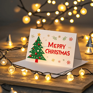 Cartes de remerciement pour petites entreprises avec logo personnalisé, motif estampé avec feuille, papier recyclé, commande en gros pliable A6 - Product Image 6