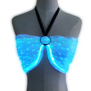 Sujetador de fibra óptica brillante para mujer y niña, 7 colores, LED, luminoso, mariposa