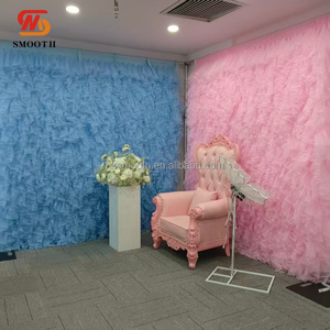 ฉากหลังงานแต่งงานแบบเรียบหรู พร้อมอุปกรณ์ตกแต่ง ผ้าม้วนติดผนังลายดอกไม้สีชมพู ผ้าตาข่ายสำหรับตกแต่งงานอีเว้นท์ - Product Image 6