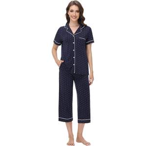 Ensemble de pyjama pour femmes personnalisé, boutonné, manches courtes, viscose de bambou, vêtements de nuit, grande taille S-4X - Product Image 2