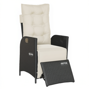 KAITOVA Black Poly Rattan <b>Reclining</b> Patio <b>Chair</b> With Footrest <b>Garden</b> <b>Chair</b> Outdoor Furniture - Product Image 1