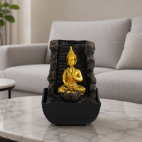Fuente de Agua de Resina para Mesa, Estatua de Buda Dorada, Luz LED, Cascada Interior, Decoración para Meditación, Hogar, Oficina, Escritorio
