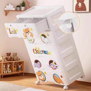 Armoire pour bébé de <span class=keywords><strong>64</strong></span> cm de large, 5 niveaux, tiroirs de rangement en plastique, armoire pliable avec roulettes, armoire en plastique pour la chambre de bébé - Product Image 5